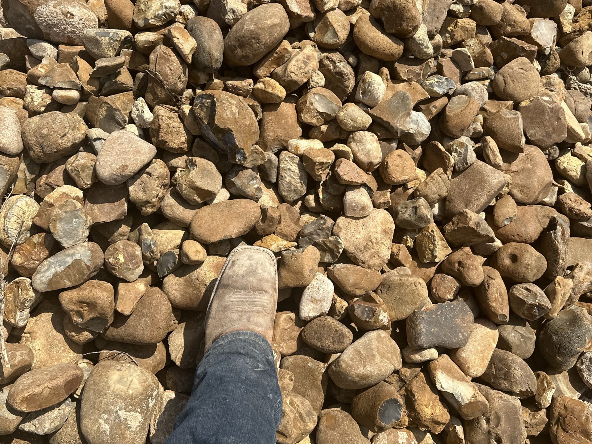 peach colored large landscaping stone